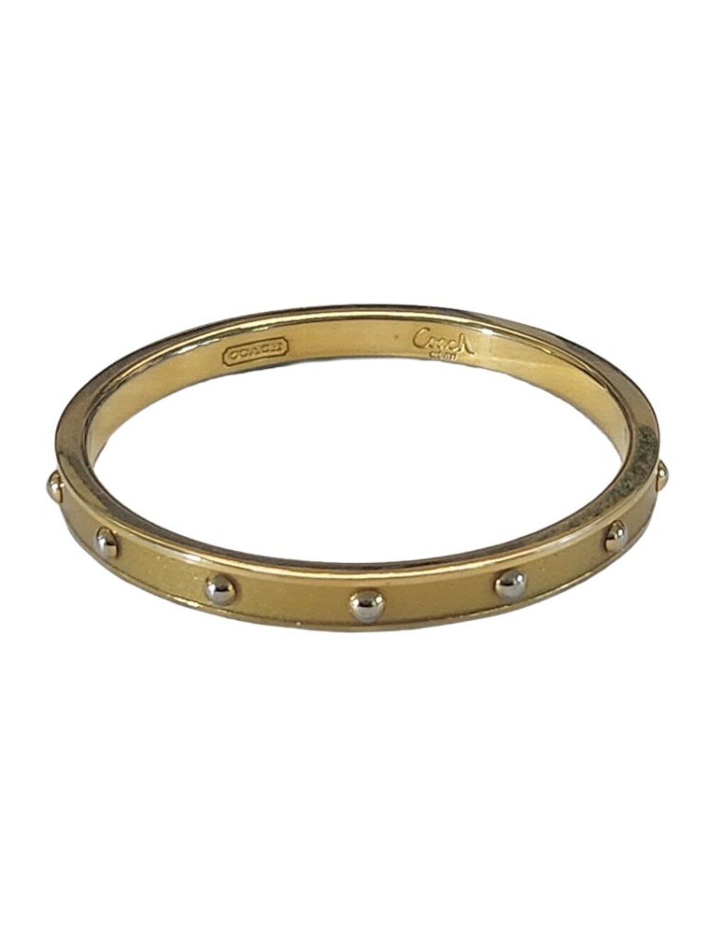Coach Two Tone Gold Silver Studded Bangle Bracelet 6mm